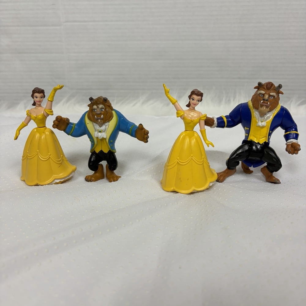 1991 Disney Beauty and the Beast Burger King Figure Lot Belle Beast 4pc
